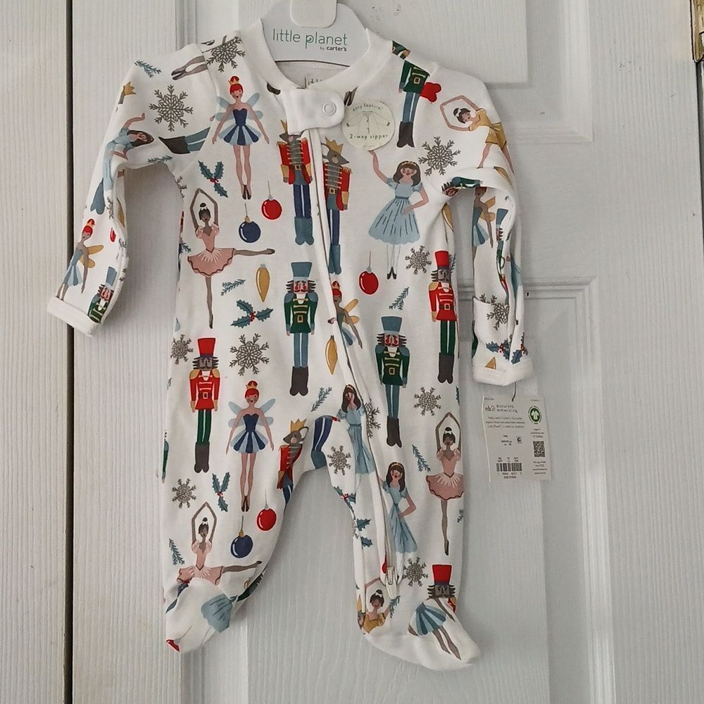 Little Planet Organic by Carters Nutcracker sleeper one piece Sz NB NWT